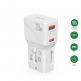 4smarts Nomad Pocket World Travel Adapter 20W - захранване с USB-C и USB-A изходи и преходници за цял свят в едно устройство за мобилни устройства (бял) thumbnail