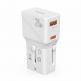 4smarts Nomad Pocket World Travel Adapter 20W - захранване с USB-C и USB-A изходи и преходници за цял свят в едно устройство за мобилни устройства (бял) thumbnail 2