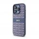 DKNY Repeat Pattern Tonal Stripe Leather Hard Case - дизайнерски кожен кейс за iPhone 15 Pro (тъмносин) thumbnail 3