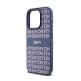 DKNY Repeat Pattern Tonal Stripe Leather Hard Case - дизайнерски кожен кейс за iPhone 15 Pro (тъмносин) thumbnail 4