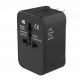 Techsuit Travel Adapter (HHT202-2C) 15W - захранване с 2xUSB-C и USB-A изходи и преходници за цял свят в едно устройство за мобилни устройства (черен) thumbnail