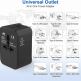Techsuit Travel Adapter (HHT202-2C) 15W - захранване с 2xUSB-C и USB-A изходи и преходници за цял свят в едно устройство за мобилни устройства (черен) thumbnail 3