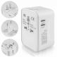 Techsuit Travel Adapter (HHT202-2C) 15W - захранване с 2xUSB-C и USB-A изходи и преходници за цял свят в едно устройство за мобилни устройства (бял) thumbnail