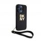 DKNY Stack Logo Wrist Strap Leather Hard Case - дизайнерски кожен кейс с връзка за носене за iPhone 15 Pro (черен) thumbnail 4