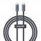 Baseus Flash USB4 USB-C to USB-C Fast Charging Cable 240W - здрав USB4 кабел с въжена оплетка за устройства с USB-C порт (100 см) (черен) thumbnail