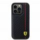 Ferrari PU Leather Carbon Vertical Red Line Case - дизайнерски кожен кейс за iPhone 15 Pro (черен) thumbnail 3