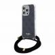 Guess PU IML 4G Printed Case With Crossbody Strap - дизайнерски кожен кейс с връзка за носене през врата за iPhone 15 Pro (черен) thumbnail