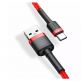 Baseus Cafule USB-A to USB-C Cable 18W (CATKLF-C09) - кабел с въжена оплетка и бързо зареждане за устройства с USB-C порт (200 см) (червен-черен) thumbnail 3
