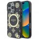 Guess PU IML 4G Peony Stamp MagSafe Leather Hard Case - дизайнерски кожен кейс с MagSafe за iPhone 16 Pro Max (черен) thumbnail