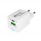 Prio Fast Wall Charger 35W PD - захранване за ел. мрежа с USB-A и USB-C изходи и технология за бързо зареждане (бял) thumbnail