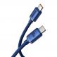 Baseus Crystal Shine USB-C to USB-C Cable 100W (CAJY000603) - здрав кабел с въжена оплетка и бързо зареждане за устройства с USB-C порт (120 см) (син) thumbnail 2
