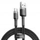 Baseus Cafule USB-A to USB-C Cable 18W (CATKLF-CG1) - кабел с въжена оплетка и бързо зареждане за устройства с USB-C порт (300 см) (черен-сив) thumbnail