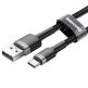 Baseus Cafule USB-A to USB-C Cable 18W (CATKLF-CG1) - кабел с въжена оплетка и бързо зареждане за устройства с USB-C порт (300 см) (черен-сив) thumbnail 2
