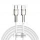 Baseus Cafule Metal Series USB-C to USB-C Cable 100W (CATJK-D02) - здрав кабел с въжена оплетка за устройства с USB-C порт (200 см) (бял) thumbnail