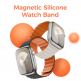 Benks Magnetic Silicone Band - магнитна силиконова каишка за Apple Watch 42мм, 44мм, 45мм, 46мм, Ultra 49мм (бежов-оранжев) thumbnail 2