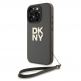 DKNY PU Leather Stack Logo Wrist Strap Case - дизайнерски кожен кейс с връзка за носене за iPhone 16 Pro (тъмнозелен) thumbnail 2