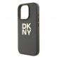 DKNY PU Leather Stack Logo Wrist Strap Case - дизайнерски кожен кейс с връзка за носене за iPhone 16 Pro (тъмнозелен) thumbnail 3