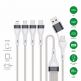 4smarts 4-in-2 Multi-Charging USB Cable - универсален USB-C кабел с Lightning, microUSB и USB-C конектори (25 см) (бял) thumbnail