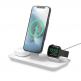 Mophie 3in1 Wireless Stand For Magsafe Charger - тройна поставка (пад) за безжично зареждане за iPhone съвместима с Magsafe захранване, Apple Watch, AirPods и Qi съвместими мобилни устройства (бял) thumbnail