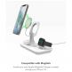 Mophie 3in1 Wireless Stand For Magsafe Charger - тройна поставка (пад) за безжично зареждане за iPhone съвместима с Magsafe захранване, Apple Watch, AirPods и Qi съвместими мобилни устройства (бял) thumbnail 3