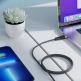 Acefast Digital Display USB-C to USB-C Cable PD 2.0 100W - здрав кабел с вграден магнитен органайзер и въжена оплетка за устройства с USB-C порт (100 см) (черен) thumbnail 5