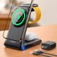 Joyroom 3-in-1 Inductive Wireless Charging Station- сгъваема тройна поставка (пад) за безжично зареждане за iPhone с Magsafe, Apple Watch и AirPods (тъмносив) thumbnail 3