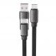 Acefast USB-C to USB-C and USB-A Cable 60W - качествен многофункционален кабел USB-C към USB-C или USB-A (20 см) (черен) thumbnail