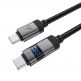 Acefast USB-C to USB-C Cable with LED Display 66W - USB-C към USB-C кабел за устройства с USB-C порт (120 см) (черен) thumbnail 2