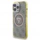Guess IML 4G Glitter And Triangle Logo MagSafe Case - хибриден удароустойчив кейс с MagSafe за iPhone 16 Pro Max (кафяв-жълт) thumbnail 2