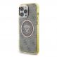 Guess IML 4G Glitter And Triangle Logo MagSafe Case - хибриден удароустойчив кейс с MagSafe за iPhone 16 Pro (кафяв-жълт) thumbnail 2