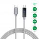 4smarts DigitCord USB-C to USB-C 100W Cable - здрав кабел с въжена оплетка и дисплей, за зареждане на устройства с USB-C порт (150 см) (сив) thumbnail