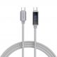 4smarts DigitCord USB-C to USB-C 100W Cable - здрав кабел с въжена оплетка и дисплей, за зареждане на устройства с USB-C порт (150 см) (сив) thumbnail 2