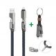 4smarts USB-C Flat ComboCord Cable 240W With Keyring Cable Set - комплект многофункционален кабел за USB-C, Lightning и USB-A стандарти и кабел тип ключодържател (150 см) (тъмносив)  thumbnail
