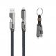 4smarts USB-C Flat ComboCord Cable 240W With Keyring Cable Set - комплект многофункционален кабел за USB-C, Lightning и USB-A стандарти и кабел тип ключодържател (150 см) (тъмносив)  thumbnail 2