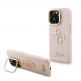 Guess PU 4G Grained Logo Stand Hard Case - дизайнерски кожен кейс с вградена поставка за iPhone 16 Pro Max (розов) thumbnail