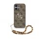 Дизайнерски кожен кейс с връзка за китката за iPhone 17 - Guess PU 4G Metal Logo Strap Case (кафяв) thumbnail