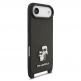 Дизайнерски кожен кейс с връзка за носене за iPhone 17 Air - Karl Lagerfeld Saffiano Crossbody Metal Karl and Choupette Case (черен) thumbnail 4
