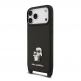 Дизайнерски кожен кейс с връзка за носене за iPhone 17 Prо - Karl Lagerfeld Saffiano Crossbody Metal Karl and Choupette Case (черен) thumbnail 2