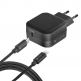 4smarts Fast Wall Charger Set - захранване за ел. мрежа с USB-C изход и Lightning към USB-C кабел за Apple устройства с Lightning порт (черен) thumbnail