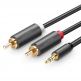 Качествен аудио кабел 2xRCA (мъжко) към 3.5mm (мъжко) (10 метра) - Ugreen AV102 2xRCA Male to 3.5mm Male Audio Cable (черен) thumbnail