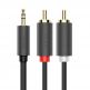 Качествен аудио кабел 2xRCA (мъжко) към 3.5mm (мъжко) (10 метра) - Ugreen AV102 2xRCA Male to 3.5mm Male Audio Cable (черен) thumbnail 2
