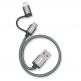 Качествен USB-A кабел с Lightning и microUSB конектори (30 см) - Zendure Braided 2in1 Universal MFI Cable (сив) thumbnail 3