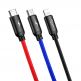 Универсален USB кабел с Lightning, microUSB и USB-C конектори (120 см) - Baseus Three Primary Colors 3-in-1 USB Cable (CAMLT-BSY01) (черен) thumbnail 5