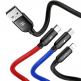 Универсален USB кабел с Lightning, microUSB и USB-C конектори (120 см) - Baseus Three Primary Colors 3-in-1 USB Cable (CAMLT-BSY01) (черен) thumbnail 13