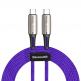 Кабел с въжена оплетка за устройства с USB-C порт (200 см) - Baseus Water Drop USB-C to USB-C Cable PD 2.0 60W (CATSD-K05) (лилав) thumbnail