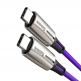 Кабел с въжена оплетка за устройства с USB-C порт (200 см) - Baseus Water Drop USB-C to USB-C Cable PD 2.0 60W (CATSD-K05) (лилав) thumbnail 3