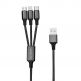 Качествен многофункционален кабел за microUSB, Lightning и USB-C стандарти (20см) - 4smarts 3in1 Cable ForkCord (черен) thumbnail 3