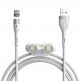 Кабел с магнитни конектори за Apple продукти с Lightning, microUSB и USB-C (100 см) - Baseus Zinc Magnetic Safe Fast Charging Data Cable (CA1T3-A02) (бял) thumbnail