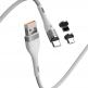 Кабел с магнитни конектори за Apple продукти с Lightning, microUSB и USB-C (100 см) - Baseus Zinc Magnetic Safe Fast Charging Data Cable (CA1T3-A02) (бял) thumbnail 4