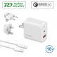 Захранване за ел. мрежа с USB-A и USB-C изходи, USB-C към USB-C кабел и адаптори за USA и UK стандарт (18W) - 4smarts Travel Charger Set VoltPlug QC/PD 18W With USB-C Data Cable (бял) thumbnail